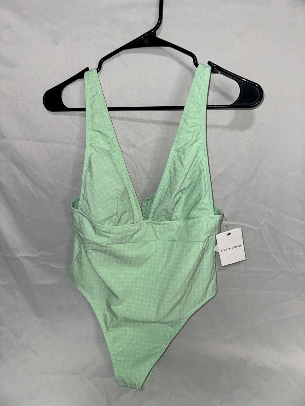 SOLID & STRIPED Mint Green Plunge One-Piece Swimsuit